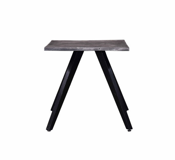 English Elm Modern Square End Table Acacia Wood Top with Angular Metal Legs, Durable 24" Cube Accent Sofa Table Gray/Black B2741S00011