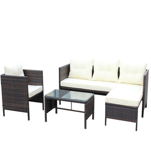English Elm Outdoor 4-Piece Wicker Patio Conversation Set With Beige Cushions - Stylish, Durable, And Versatile! W209S00019-GIGA