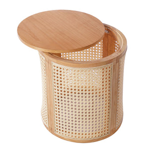 English Elm Christopher Knight Home® - RUBBER Solid Wood Side Table 15.7" Round Top, Natural Finish, Sturdy MDF Base, Compact 17.8" H N770P281695N