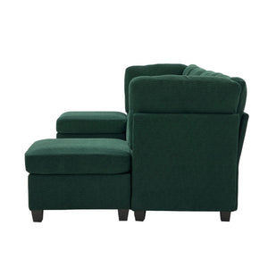 English Elm UNITED Modular 6-Seat Sectional Sofa with Removable Ottoman, Storage Compartments, Convertible Comfort Emerald W1568S00244