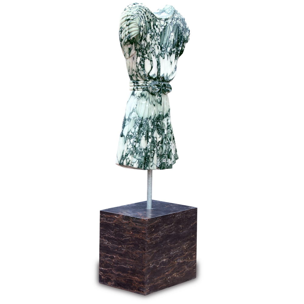 Adara Marble Dress Sculpture - Vintage 1970s Chic Home Accent, Handcrafted Fashion Artistry Piece