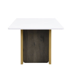 English Elm VIBE Light Luxury TV Cabinet and Coffee Table Set with Gold Accents, MDF & Metal, Spacious Storage White SJ000149AAK