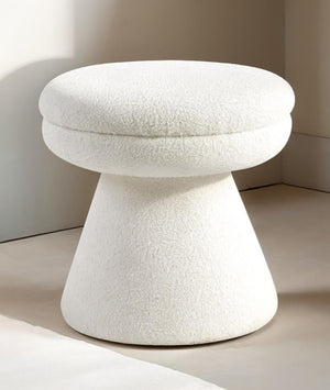 English Elm Contemporary Velvet Accent Stool with Gold Stainless Steel Base, Pleated Bow-Tie Design, Luxe Seat Beige 18 L x 18 W x 20 H B2741P388371