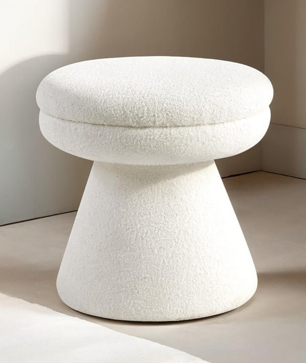 English Elm Contemporary Velvet Accent Stool with Gold Stainless Steel Base, Pleated Bow-Tie Design, Luxe Seat Beige 18 L x 18 W x 20 H B2741P388371