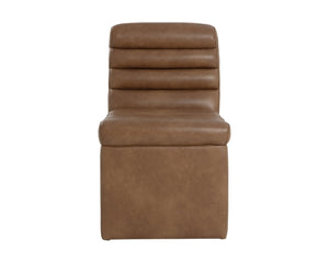 Sunpan NORM Wheeled Dining Chair - Sculpted Comfort with Ergonomic Design and Stylish Mobility for Modern Homes Cognac 111764V