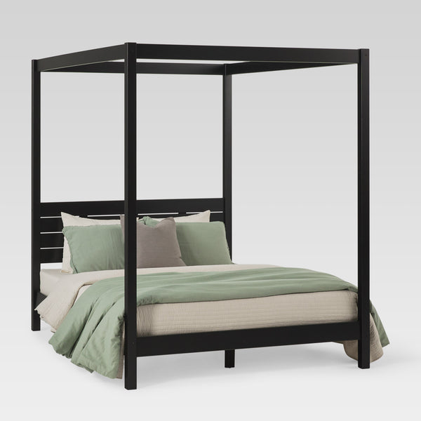 Isla Queen Canopy Bed Frame - Modern Minimalist Boho Design with Durable Solid Wood Construction