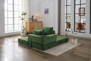 English Elm Modern Modular Chenille Sofa Bed Fold-Out Convertible Floor Couch with Removable Backrest & Pockets in Green W1829P192398