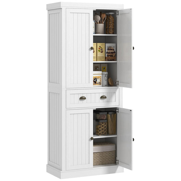 English Elm Homcom 72" Farmhouse Kitchen Pantry Cabinet With Adjustable Shelves, Soft-Close Doors & Drawer Storage P1 W2225P217111-GIGA