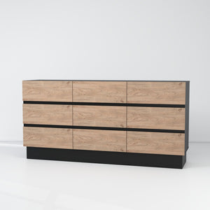 English Elm Modern Nine Drawer Wooden Dresser Wide Storage Chest for Bedroom or Entryway B2770P494900