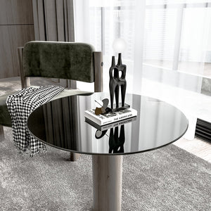 English Elm 30" Tempered Glass Round Table Top 30" 1/4" Thick Polished Edge Durable Heat & Impact Resistant Surface Black W241P248395