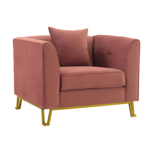 English Elm Wynnora Blush Fabric Upholstered Accent Chair with Plush Cushions, Brushed Gold Legs, Stable Metal Base B2736P354353