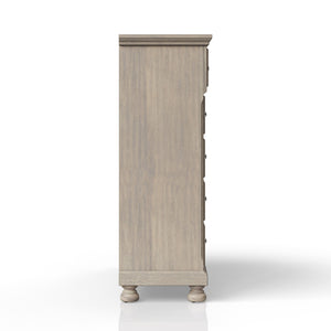 English Elm Antique Solid Wood Seven-Drawer Dresser with Cedar-Lined Bottom Drawers and Side-Mount Guides Antique Gray 41 L x 20.75 W x 51.5 H B2699P208275