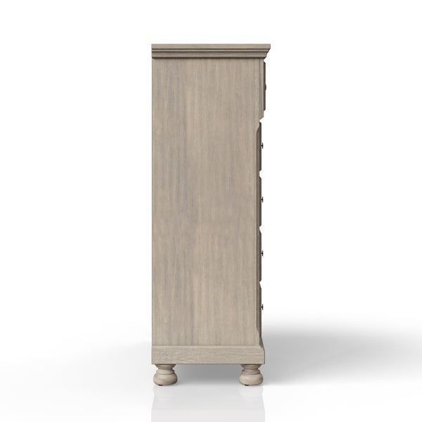 English Elm Antique Solid Wood Seven-Drawer Dresser with Cedar-Lined Bottom Drawers and Side-Mount Guides Antique Gray 41 L x 20.75 W x 51.5 H B2699P208275