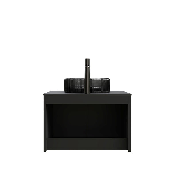 English Elm Dina Floating Bathroom Vanity with Sintered Stone Top and Crystal Glass Basin W2615S00646