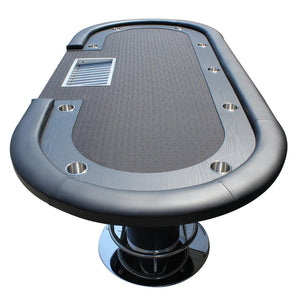 English Elm 96" Oval Casino Poker Table with Diamond Felt Racetrack and Built-in Cup Holders W2748S00035