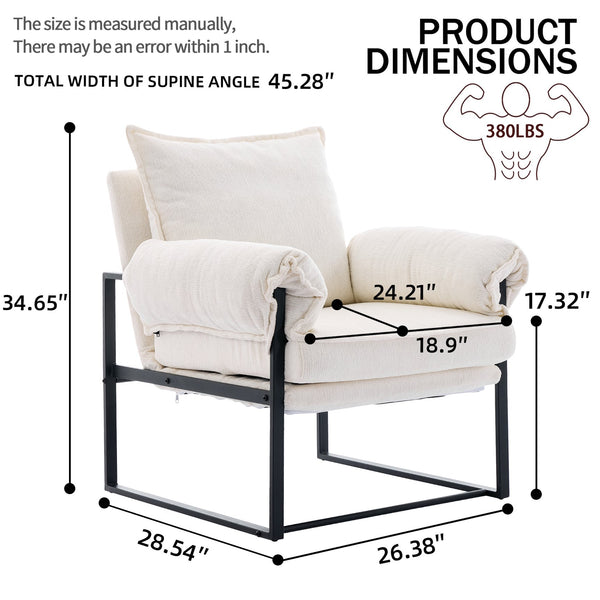 English Elm Adjustable ergonomic recliner chair with 6-position 90°–180° support for lumbar comfort and versatile use White W2311P357154