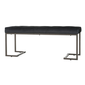 English Elm Christopher Knight Home® - Upholstered Button Tufted Bench – Luxurious Velvet Seating With Iron Frame, Modern Black & Bronze Design N757P256383B
