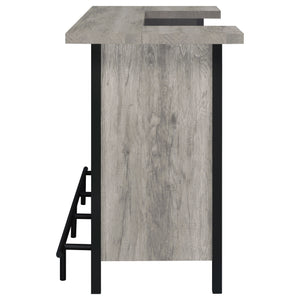English Elm Menimen Industrial Grey Driftwood Freestanding Bar Unit with Two-Tier Prep Surface & Metal Frame B062P351438