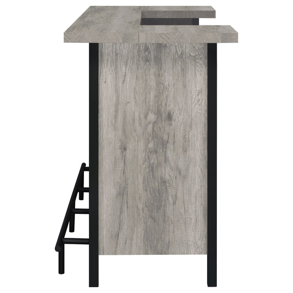 English Elm Menimen Industrial Grey Driftwood Freestanding Bar Unit with Two-Tier Prep Surface & Metal Frame B062P351438