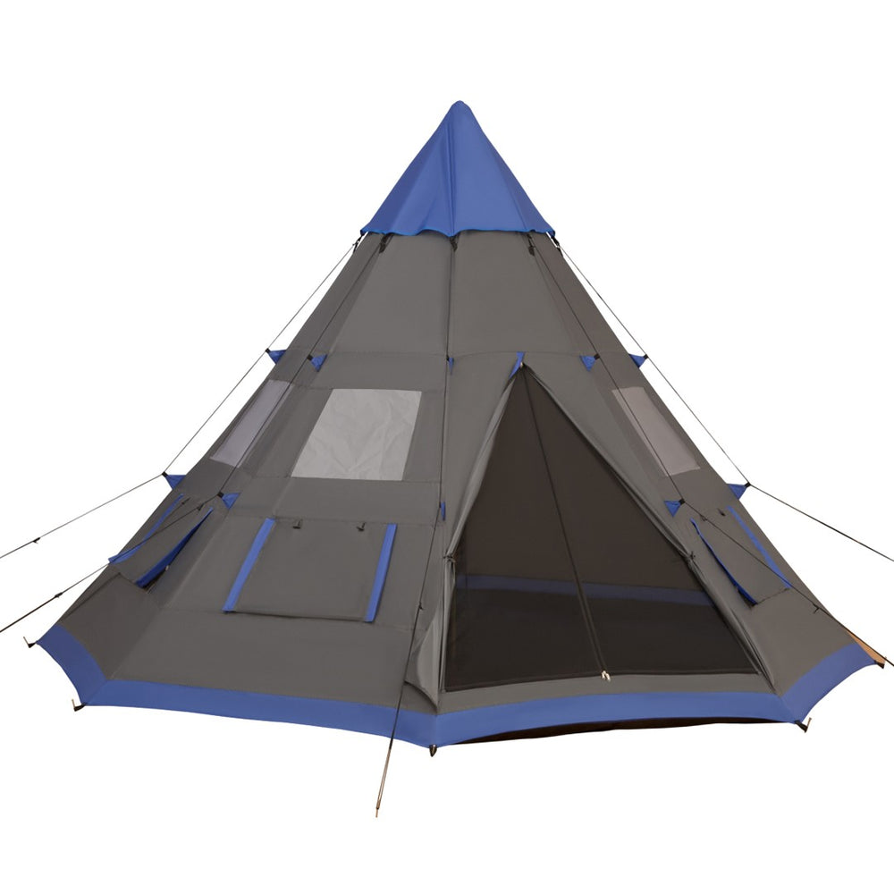 English Elm Outsunny Teepee Camping Tent 12 Ft Waterproof Shelter for 6 to 7 with Mesh Vents W2225P217034