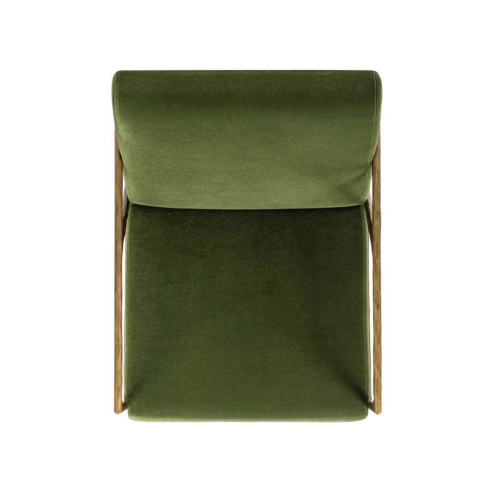 English Elm Jennifer Taylor Home - Aerin Hammered Brass Upholstered Accent Arm Chair with Performance Velvet, Sturdy Iron Frame, 34"L Olive Green B2719P238266