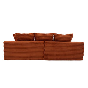 English Elm Oversized Corduroy Cloud Couch Convertible Sleeper Sofa with Memory Foam Seating Orange W395S00122