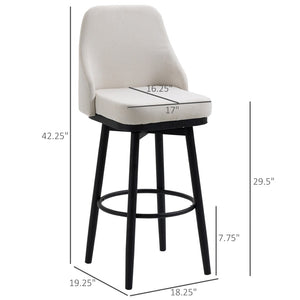 English Elm Homcom Swivel Barstools Set of 2 Foam Padded Linen Seats with Steel Frame W2225P229722