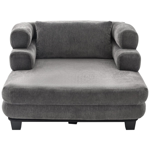 English Elm Oversized Chenille Chaise Lounge Deep Seat Sculptural Armrests Modern Living Room Retreat Grey N763P326441E