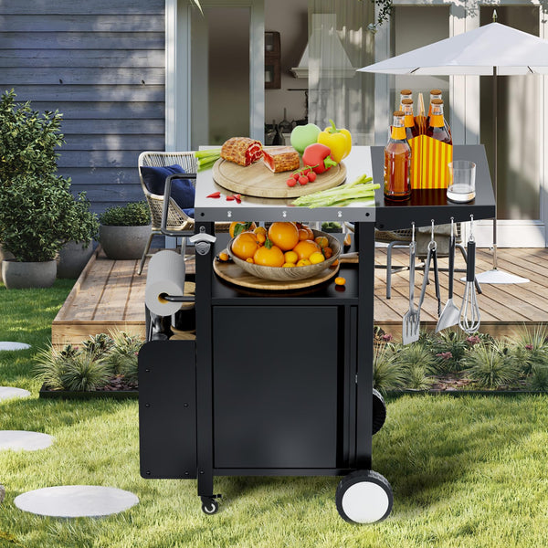 English Elm Outdoor Grill Cart With Storage – Versatile Bbq Kitchen Island, Mobile Prep Station, Weather-Resistant T3210P391495