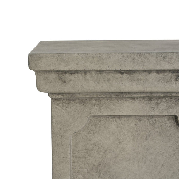 English Elm 25.75'' Square Mgo Pedestal Plant Stand with Stone Textured Brushed Gray Finish N772P334165G