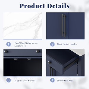 English Elm Topmax Modern Freestanding Kitchen Pantry - Stylish Storage Solution In Blue! N717P221574C-GIGA