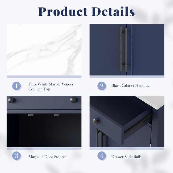 English Elm Topmax Modern Freestanding Kitchen Pantry - Stylish Storage Solution In Blue! N717P221574C-GIGA