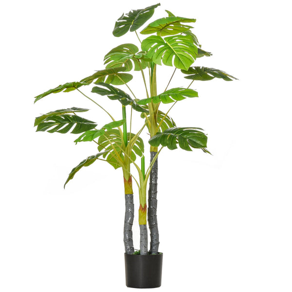 English Elm HOMCOM Realistic 4FT Monstera Tree in Nursery Pot, 924 Lifelike Leaves, Durable Outdoor/Indoor Decor W2225P217283