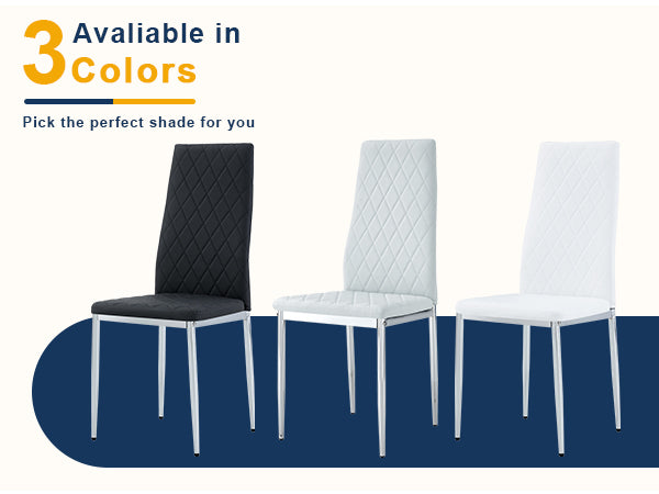 English Elm 8-set high-back leather chairs with diamond quilt, 45D foam, steel frame, scratch-resistant PU, 300lb capacity W2920P303606