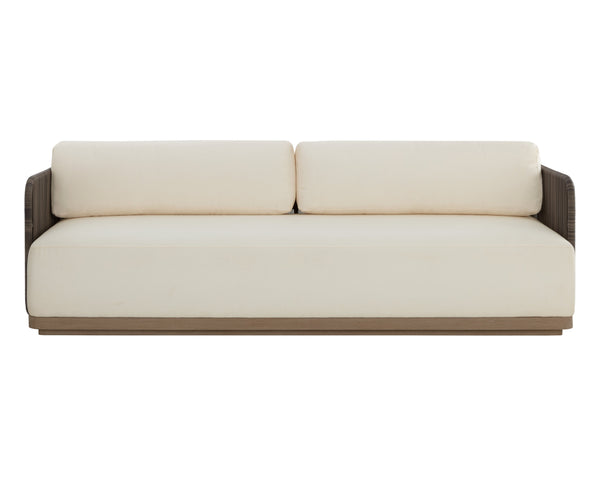 Sunpan Ravenna Sofa - Stylish Outdoor Comfort with Durable Teak Wood Frame & Eco-Friendly Fabric Design