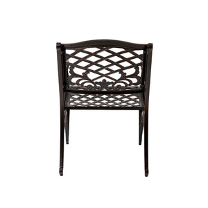 English Elm Phoenix Cast Aluminum Outdoor Dining Arm Chairs Ornate Lattice Scroll Garden Patio Set Copper N776P381164C