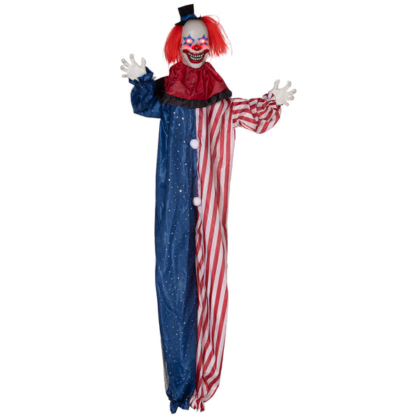 English Elm Homcom 6' Life-Size Scary Hanging Clown Prop With Light-Up Eyes & Creepy Sound For Halloween Fun W2225P229450