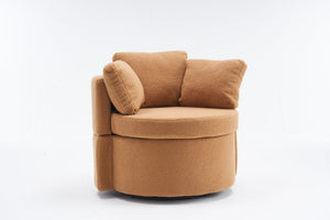English Elm 029-Teddy Plush Teddy Fabric Swivel Storage Chair with Back Cushion, 360° Rotating Cozy Lounge Seat khaki W527P166252