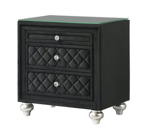English Elm 1pc Classic Two-Drawer Nightstand with Brushed Nickel Pulls — Compact Wooden Bedside Storage, No Assembly Required Black 27.95 L x 18.11 W x 27.56 H B2741P329273