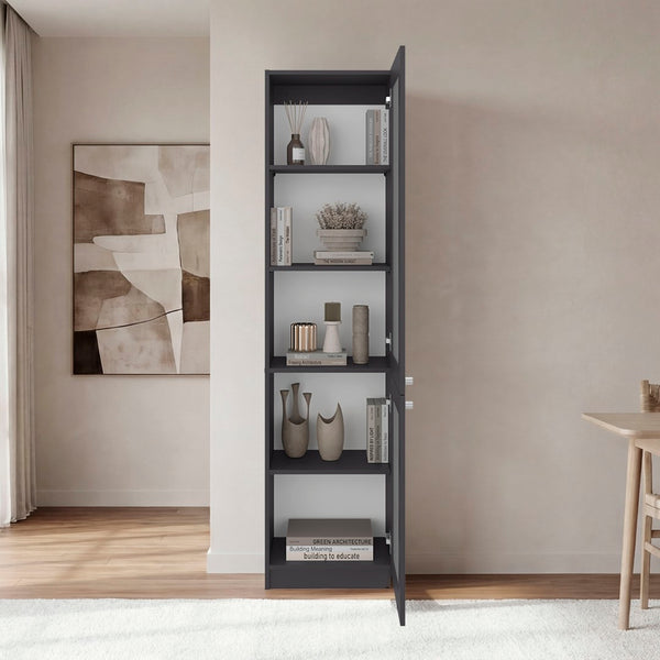 English Elm Butte Tall Two-tone Oak Bookcase with Concealed Doors and Open Shelves for Home Office B097P480472