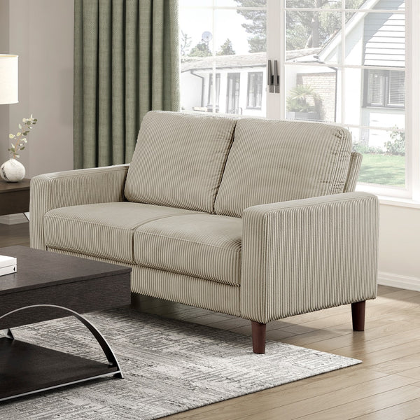 English Elm Modern 3-Piece Sofa Set - Stylish Taupe Corduroy Upholstered Living Room Furniture For Cozy Comfort B011S01846