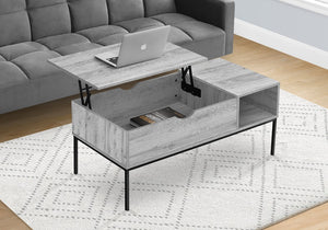 English Elm Coffee Coffee Table with Lift-Top and Hidden Storage, 42" Rectangular Wood-Look Surface & Metal Base Modern Appeal Grey 45 L x 24 W x 5 H B2710P219440