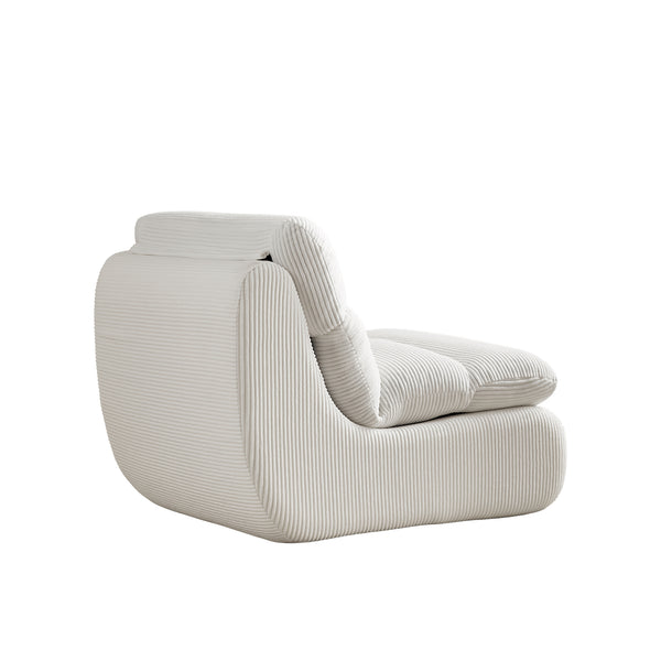 English Elm Modern Compressed Lounge Chair with Ottoman Corduroy Recliner Small Space Sofa High-Density Foam Comfort Beige W1036P251820