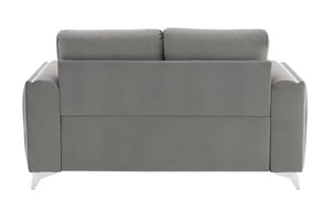 English Elm Wenona Gray Velvet Loveseat with Chrome Legs, Pocket Coil Seat, KD Assembly, Modern Comfort B2726S00041