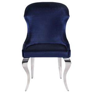 English Elm Daphne Velvet Wingback Dining Chairs with Nailhead Trim and Cabriole Legs Set of 2 Inky Blue B062S01464