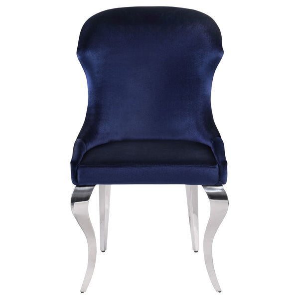 English Elm Daphne Velvet Wingback Dining Chairs with Nailhead Trim and Cabriole Legs Set of 2 Inky Blue B062S01464