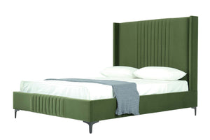 English Elm Promenade Upholstered Velvet Queen Bed - Luxurious Moss Green Design With Modern Comfort & Style B365S00050-GIGA