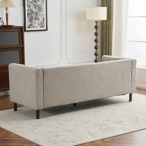 English Elm Christopher Knight Home® - 78" Upholstered Sofa with Tufted Linen-Like Fabric, Deep 19" Seat, Sturdy Rubber Wood Legs, 900lb Capacity Gray+Beige N763P243921A