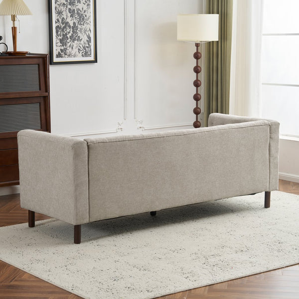 English Elm Christopher Knight Home® - 78" Upholstered Sofa with Tufted Linen-Like Fabric, Deep 19" Seat, Sturdy Rubber Wood Legs, 900lb Capacity Gray+Beige N763P243921A