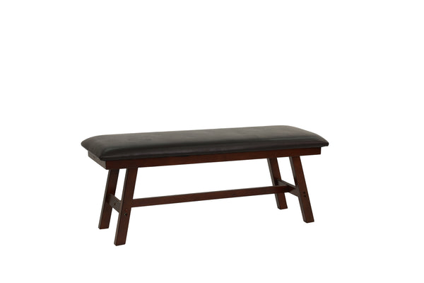 English Elm Dark Dark Walnut Finish 48" Wood Framed Dining Bench 1pc - Faux Leather Cushion, Solid Birch Veneer B011P192195